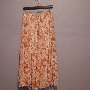 Olivia Moon Orange Floral Maxi Skirt